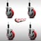 Service Caster 5'' SS Red Poly Swivel 1-1/8'' Expanding Stem Caster Set with Brake, 4PK SCC-SSEX20S514-PPUB-RED-TLB-118-4 - alternate 2